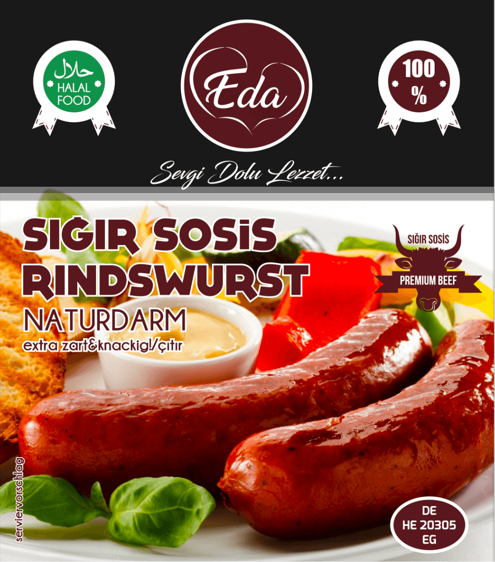 Halal-Rindfleischwürstchen im Naturdarm – milde (nicht scharfe) Grillwürstchen