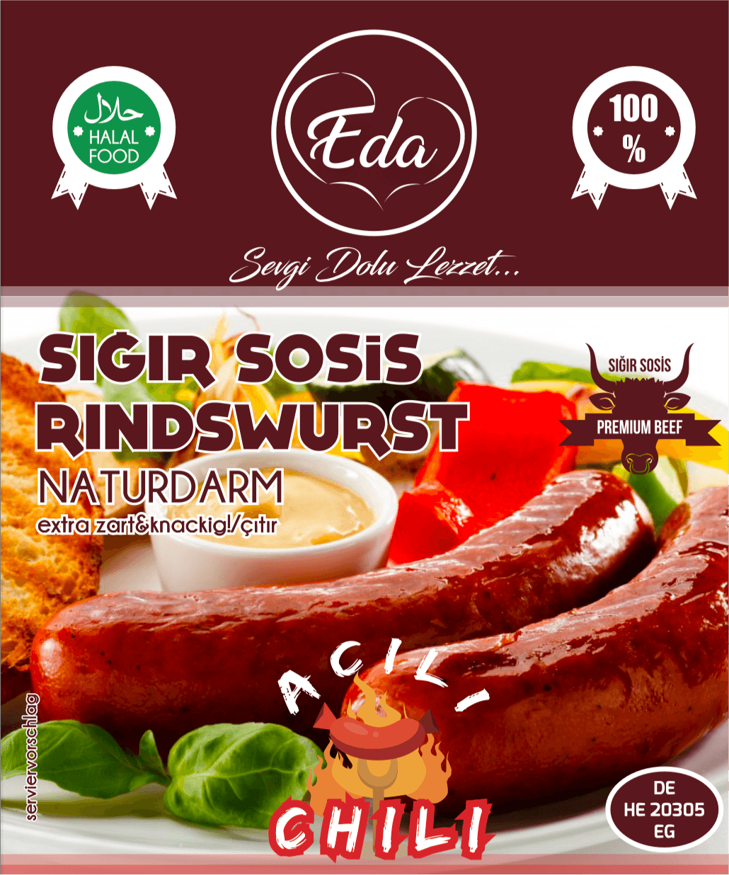 Halal-Rindfleischwürstchen in Naturdarm – Würzige BBQ-Würstchen