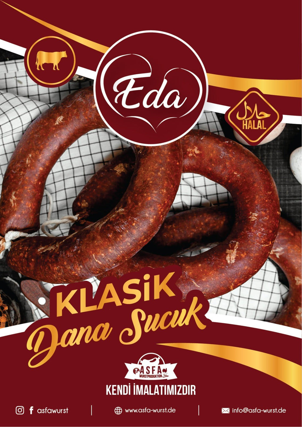 12 Packungen HALAL-Rindwürstchen + GRATIS Ölsprüher